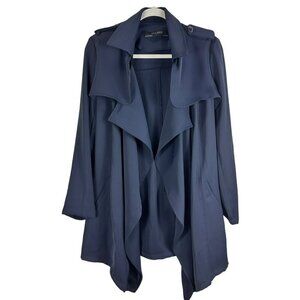 Zara Blue Belted Double Breasted Trench Coat Size Medium